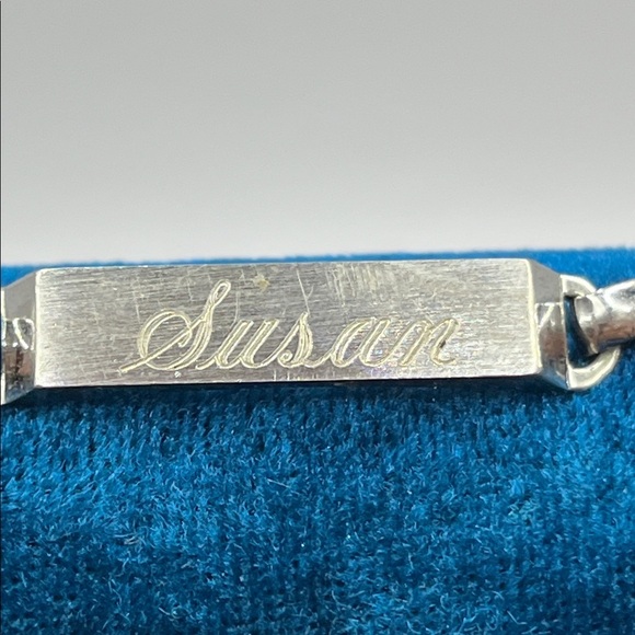 SUSAN Engraved ID bracelet Sterling Silver Bracelet Lamode Silver Vintage - Picture 5 of 12